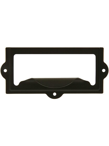 3 1/2 inch Stamped Brass Label Holder and Pull in Oil Rubbed Bronze.